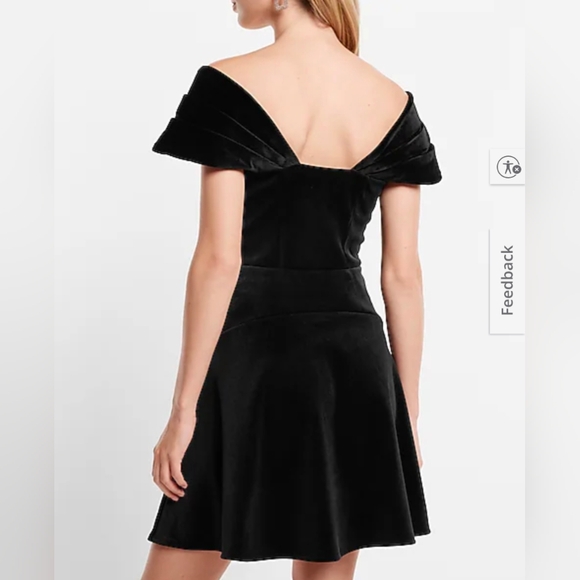 Express Velvet Off The Shoulder Mini Fit And Flare Dress - Picture 4 of 7
